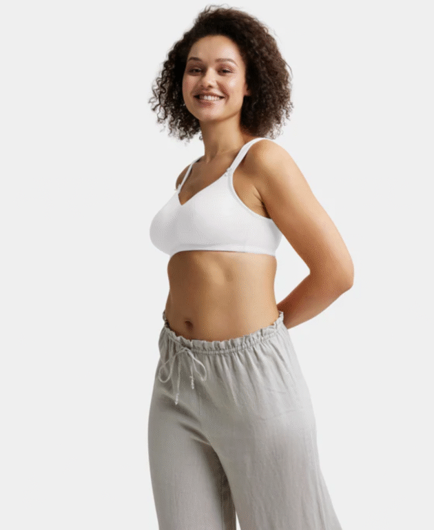 Wirefree Non Padded Soft Touch Microfiber Elastane Stretch Full Coverage Minimizer Bra with Broad Cushioned Fabric Strap - Image 7