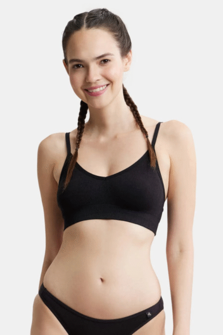 Wirefree Seamfree Non Padded Micro Touch Nylon Elastane Stretch Full Coverage Bra with Optional Cross Back Styling