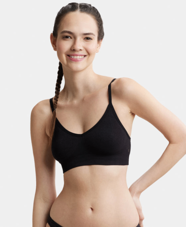 Wirefree Seamfree Non Padded Micro Touch Nylon Elastane Stretch Full Coverage Bra with Optional Cross Back Styling - Image 5