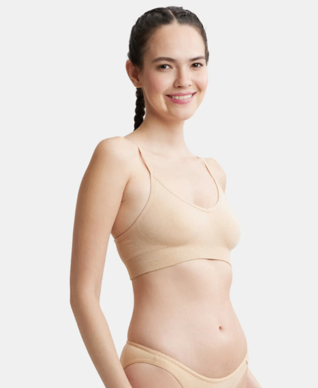 Wirefree Seamfree Non Padded Micro Touch Nylon Elastane Stretch Full Coverage Bra with Optional Cross Back Styling - Image 2
