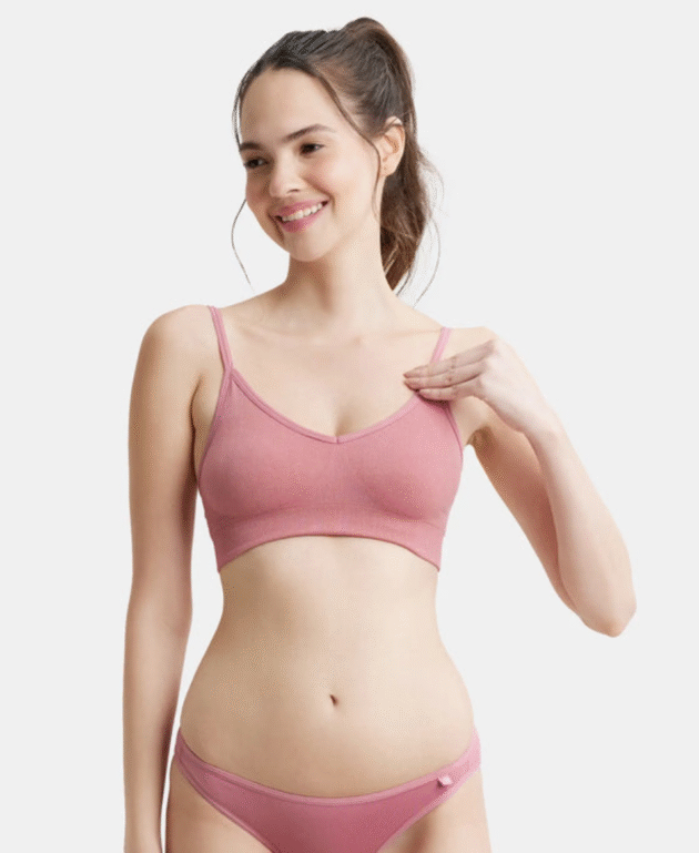 Wirefree Seamfree Non Padded Micro Touch Nylon Elastane Stretch Full Coverage Bra with Optional Cross Back Styling - Image 4