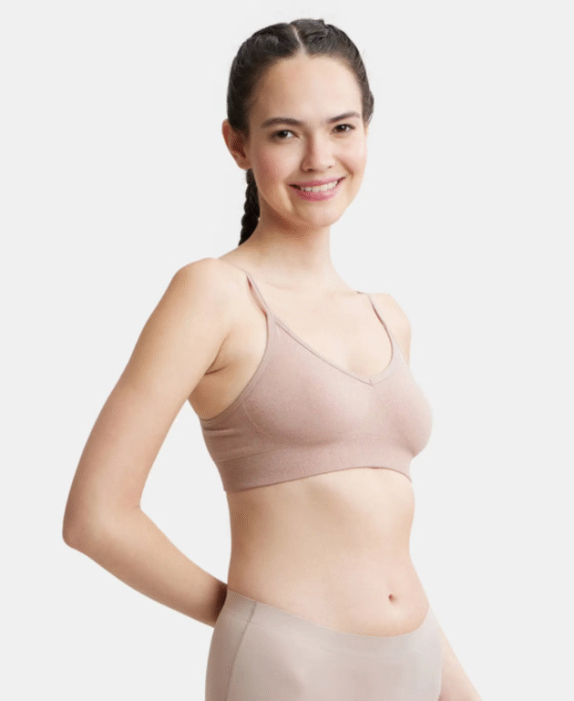 Wirefree Seamfree Non Padded Micro Touch Nylon Elastane Stretch Full Coverage Bra with Optional Cross Back Styling - Image 3
