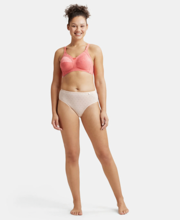 Wirefree Non Padded Super Combed Cotton Elastane Stretch Full Coverage Plus Size Bra with Lace Styling - - Image 4