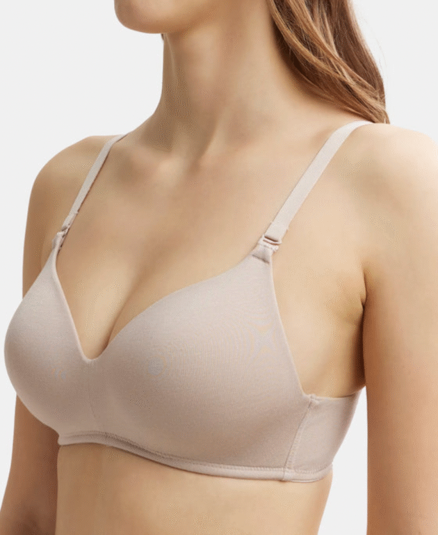 Wirefree Padded Tencel Lyocell Elastane Stretch Full Coverage Multiway T-Shirt Bra with Adjustable Straps - Image 4