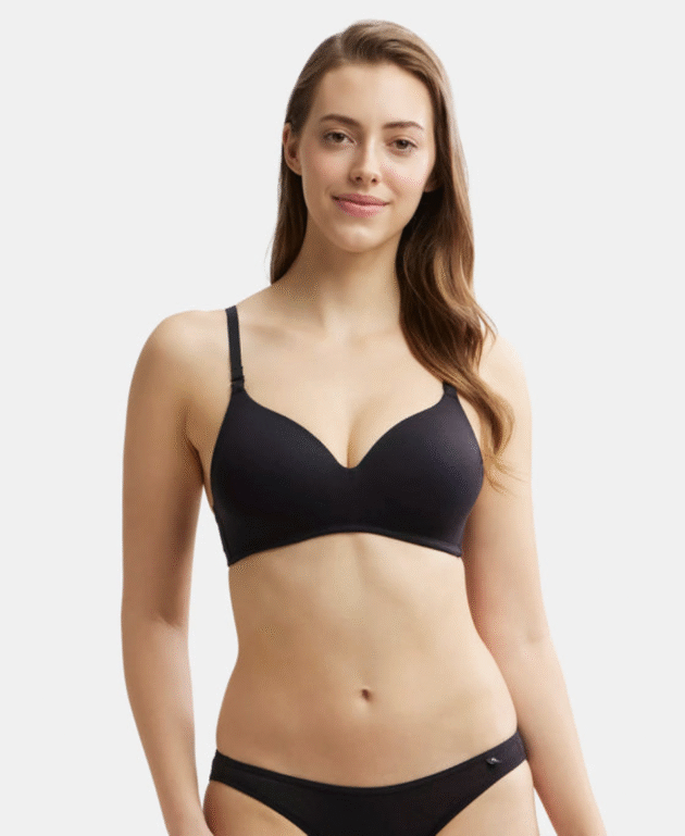 Wirefree Padded Tencel Lyocell Elastane Stretch Full Coverage Multiway T-Shirt Bra with Adjustable Straps - Image 5