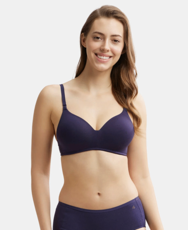 Wirefree Padded Tencel Lyocell Elastane Stretch Full Coverage Multiway T-Shirt Bra with Adjustable Straps - Image 7