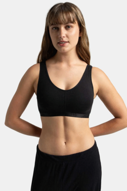 Wirefree Padded Super Combed Cotton Elastane Stretch Full Coverage Lounge and Sleep Bra with Removable