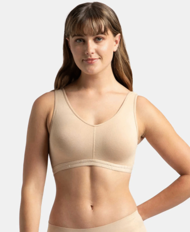 Wirefree Padded Super Combed Cotton Elastane Stretch Full Coverage Lounge and Sleep Bra with Removable - Image 4