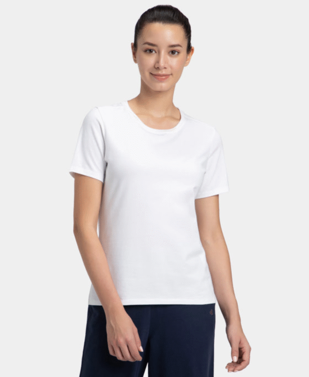 Super Combed Cotton Elastane Stretch Regular Fit Solid Round Neck Half Sleeve T-Shirt - Image 5