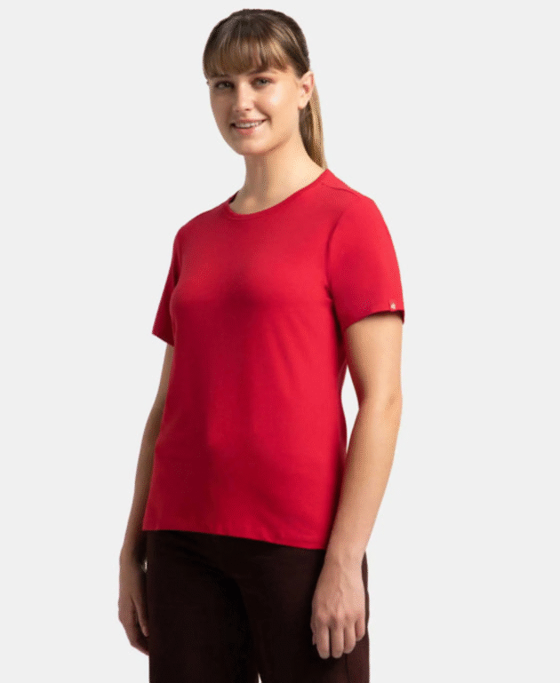 Super Combed Cotton Elastane Stretch Regular Fit Solid Round Neck Half Sleeve T-Shirt - Image 6