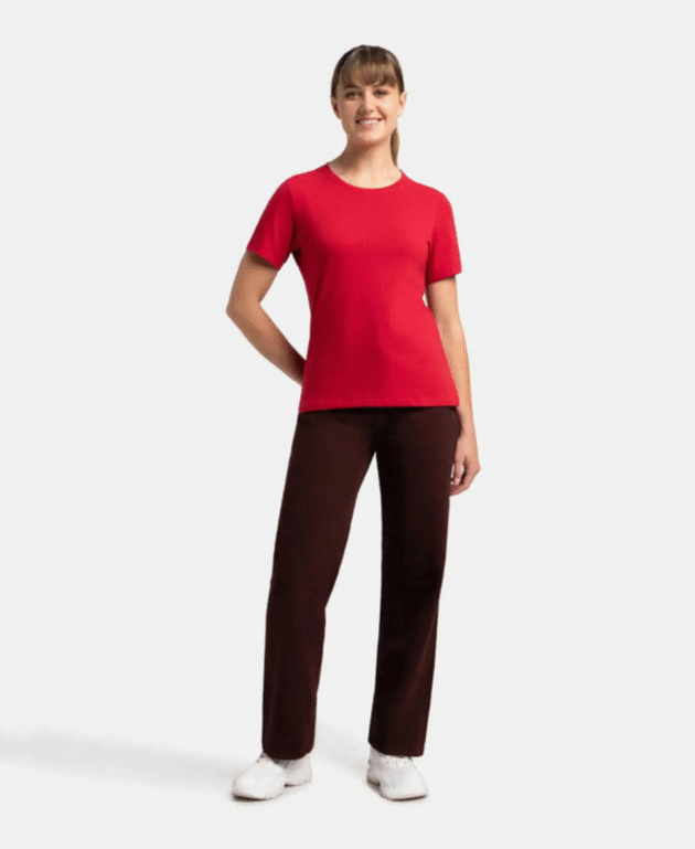 Super Combed Cotton Elastane Stretch Regular Fit Solid Round Neck Half Sleeve T-Shirt