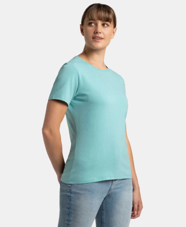 Super Combed Cotton Elastane Stretch Regular Fit Solid Round Neck Half Sleeve T-Shirt - Image 2
