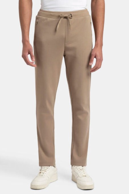 Super Combed Cotton Rich Pique Slim Fit Trackpant with Side Zipper Pockets - Performance GreyAm44