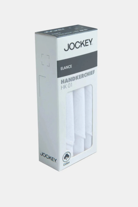 Super Combed Cotton Handkerchief with Stay Fresh Properties - White (Pack of 3)