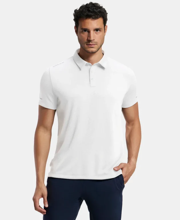 Recycled Microfiber Elastane Stretch Half Sleeve Polo T-Shirt with Breathable Mesh - Image 4