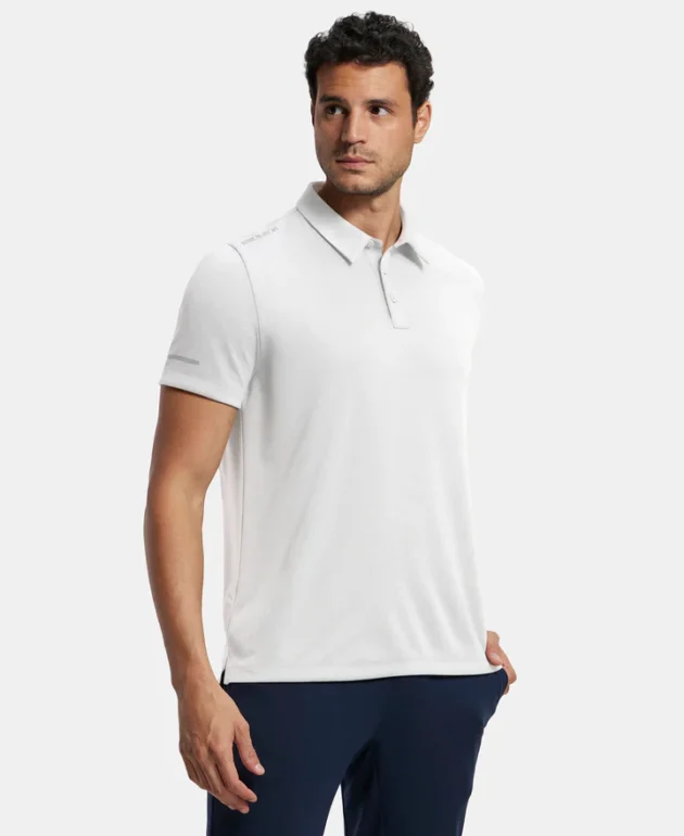 Recycled Microfiber Elastane Stretch Half Sleeve Polo T-Shirt with Breathable Mesh