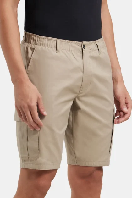 Super Combed Mercerised Cotton Woven Straight Fit Cargo Shorts - Khaki